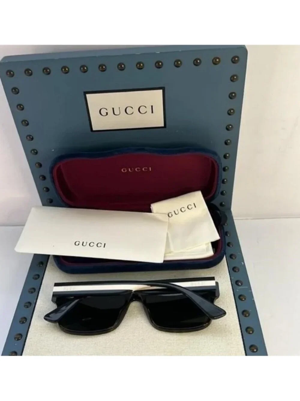 💯 Authentic- New Gucci GG0340S 008 Brown Green Sunglasses